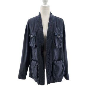 Free People In Our Nature Black Open Front Cargo Jacket Womens Small